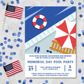 Memorial Day Pool Party Rood Wit & Blauw Kaart
