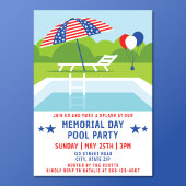 Memorial Day Pool Party sterren en strepen Modern Kaart