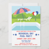 Memorial Day Pool Party sterren en strepen Modern Kaart (Voorkant)
