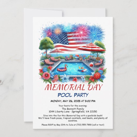 Memorial Day Pool Party | Summer Bash Kaart (Voorkant)
