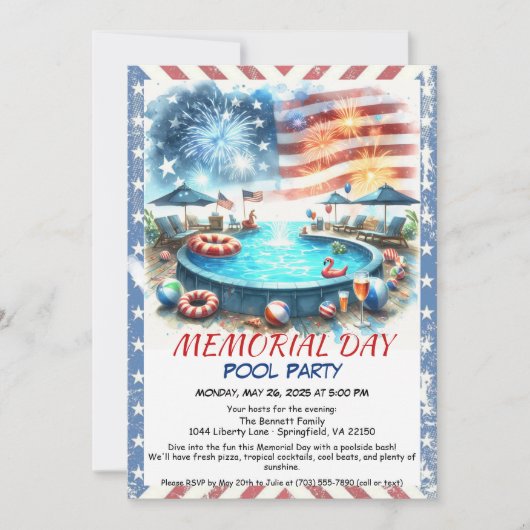 Memorial Day Pool Party | Summer Bash Kaart (Voorkant)