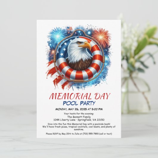 Memorial Day Pool Party | Summer Bash Kaart (Staand voorkant)
