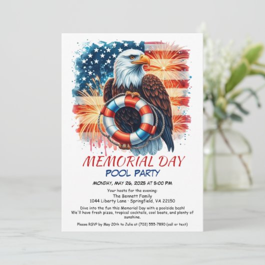 Memorial Day Pool Party | Summer Bash Kaart (Staand voorkant)