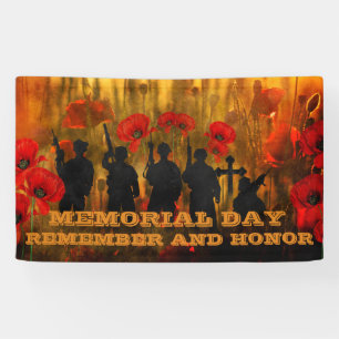 Memorial Day Poppy en Soldaat Spandoek