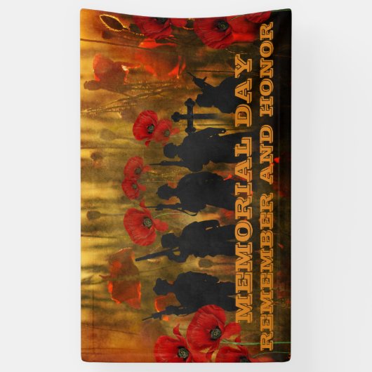 Memorial Day Poppy en Soldaat  Spandoek (Verticaal)