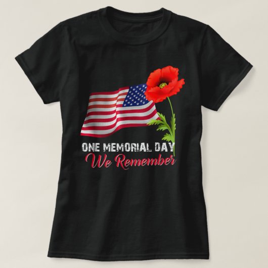 Memorial Day Red Poppy Patriotic Army T-shirt (Design voorkant)