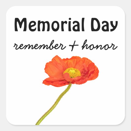 Memorial Day Red Poppy Vierkante Sticker (Voorkant)
