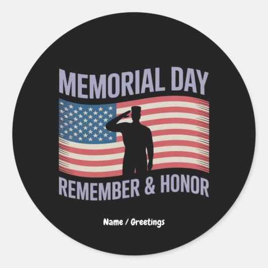 Memorial Day Remember & Honor Patriottische Amerik Ronde Sticker (Voorkant)