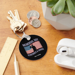 Memorial Day Remember & Honor Patriottische Amerik Sleutelhanger