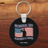 Memorial Day Remember & Honor Patriottische Amerik Sleutelhanger (Voorkant)