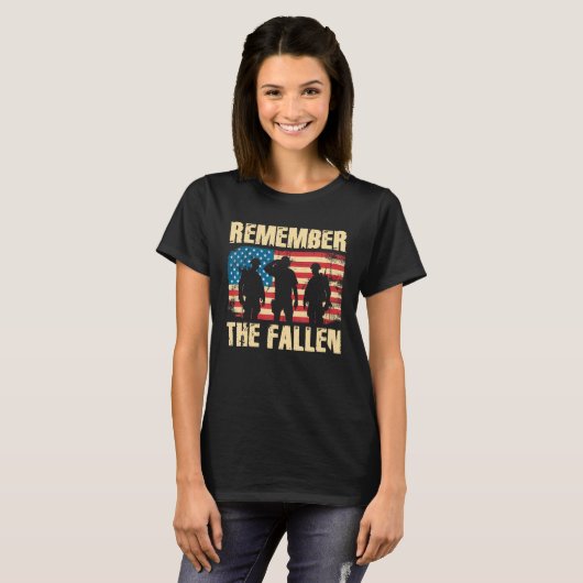Memorial Day Remember The Fallen Veteran Military  T-shirt (Voorkant volledig)