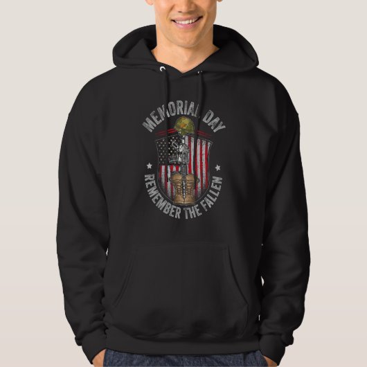 Memorial Day Remember The Fallen Veterans Day Vete Hoodie (Voorkant)