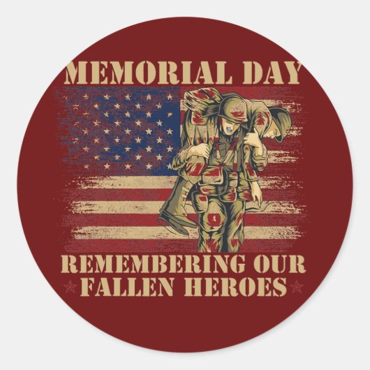 Memorial Day Remembering our Fallen Heroes Ronde Sticker (Voorkant)