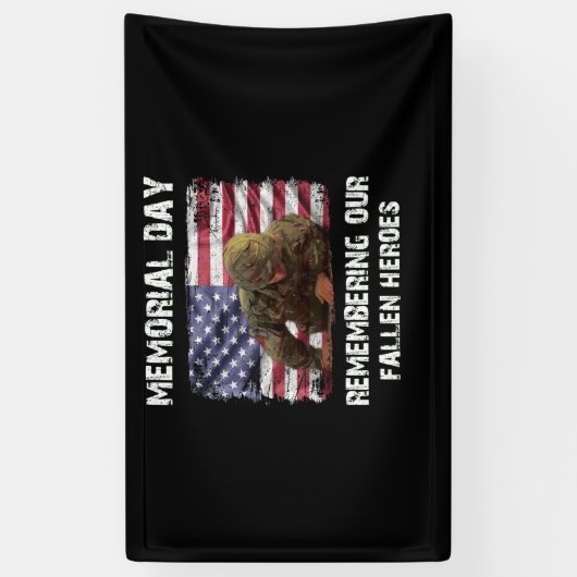 Memorial Day Remembering our Fallen Heroes Spandoek (Verticaal)