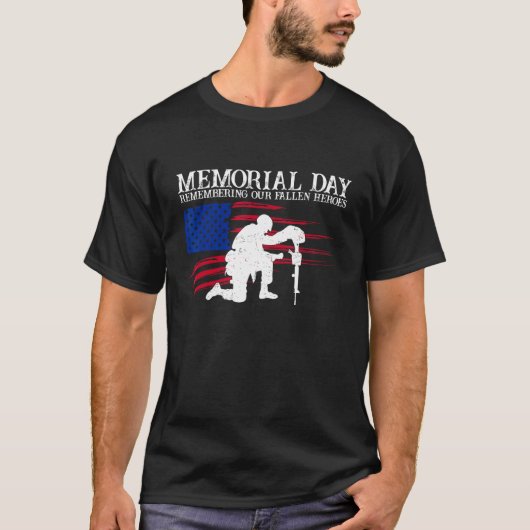 Memorial Day Remembering Our Fallen Heroes US Flag T-shirt (Voorkant)