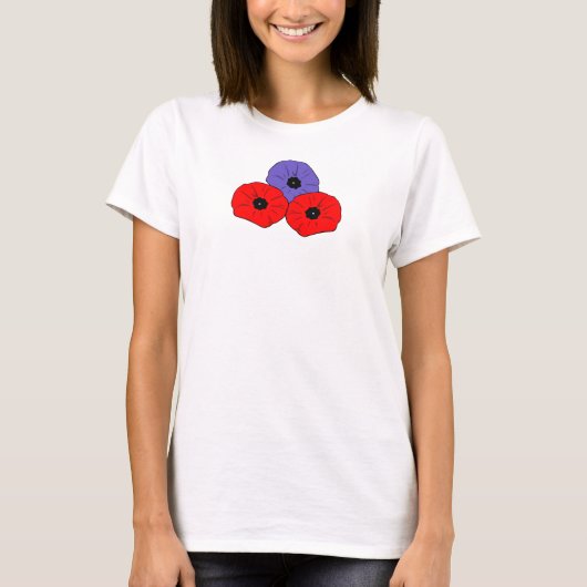 Memorial Day Rode en Paarse klaprozen T-shirt (Voorkant)