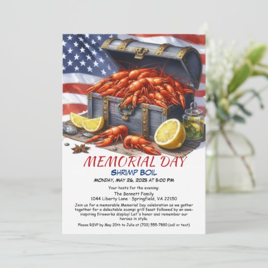 Memorial Day Shrimp Boil Party Uitnodiging (Staand voorkant)