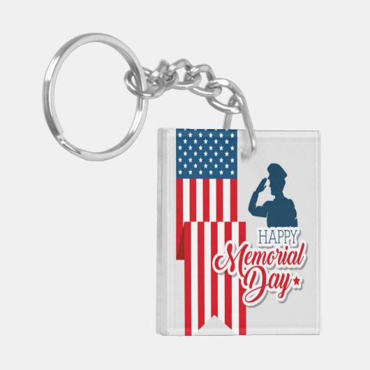 Memorial Day Sleutelhanger - Patriottische vlag en (Voorkant Links)