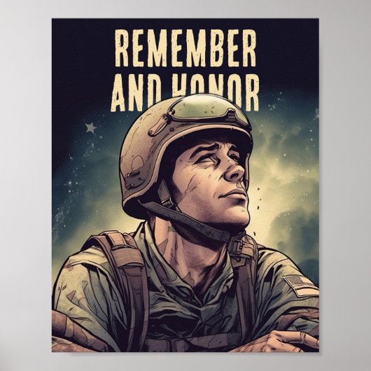 Memorial Day Soldaat Herinner je en eer Poster (Voorkant)