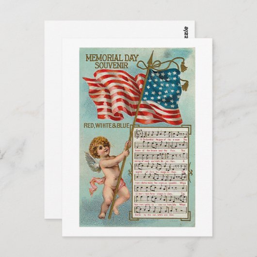 Memorial Day Souvenir Red, White, Blue Briefkaart (Voorkant / Achterkant)