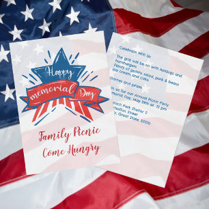 Memorial Day Star Flag Family Picnic Kaart