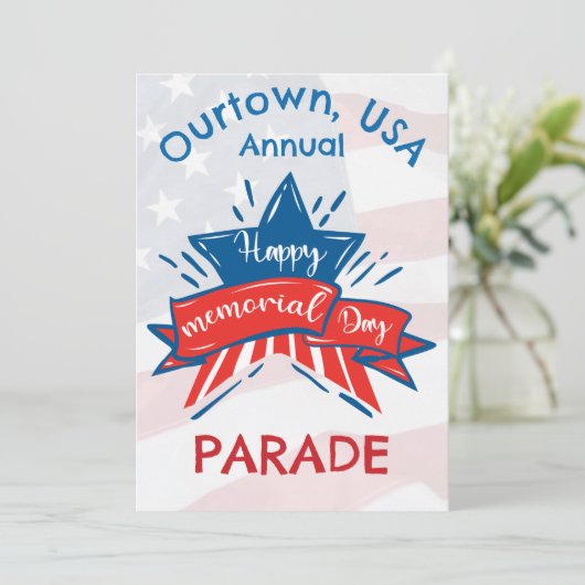 Memorial Day Star Flag Our Town Annual Parade Kaart (Staand voorkant)