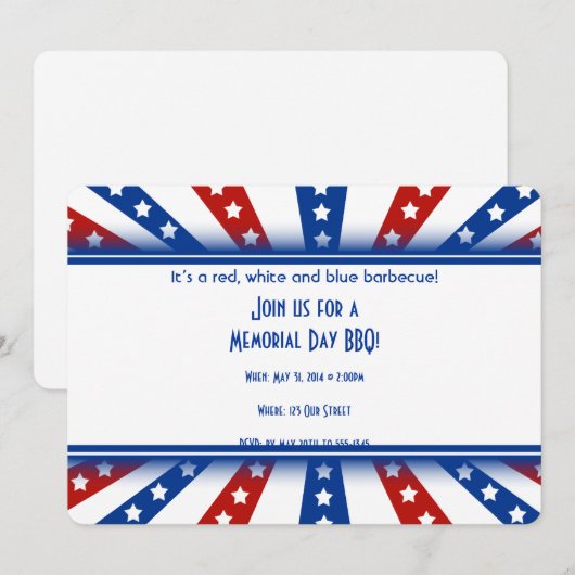 Memorial Day Starry Flag Burst Kaart (Voorkant / Achterkant)