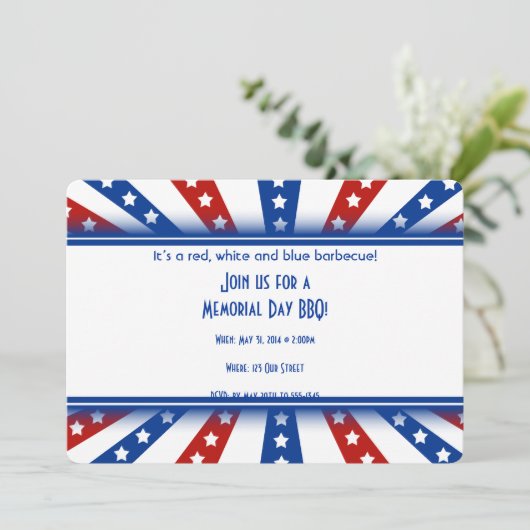 Memorial Day Starry Flag Burst Kaart (Staand voorkant)