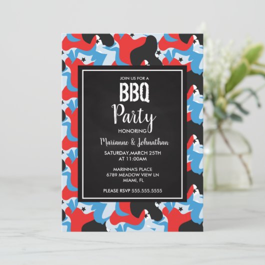 Memorial Day Stars Abstract Cook Out Party Kaart (Staand voorkant)