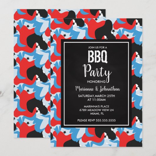 Memorial Day Stars Abstract Cook Out Party Kaart (Voorkant / Achterkant)