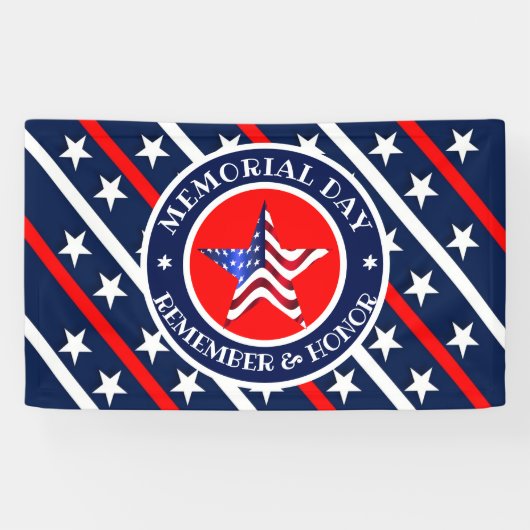 Memorial Day Stars and Stripes America Flag Spandoek (Horizontaal)
