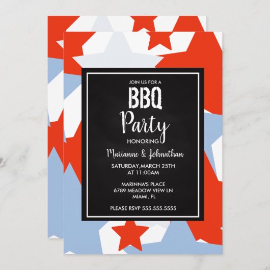 Memorial Day Stars Cook Out Party Grill Kaart (Voorkant / Achterkant)