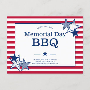 Memorial Day Stars Stripes Moderne Patriottische B Uitnodiging Briefkaart
