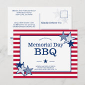 Memorial Day Stars Stripes Moderne Patriottische B Uitnodiging Briefkaart (Voorkant / Achterkant)