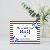 Memorial Day Stars Stripes Moderne Patriottische B Uitnodiging Briefkaart (Staand voorkant)