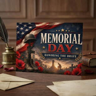 Memorial Day ter ere van de dappere knielende sold Briefkaart
