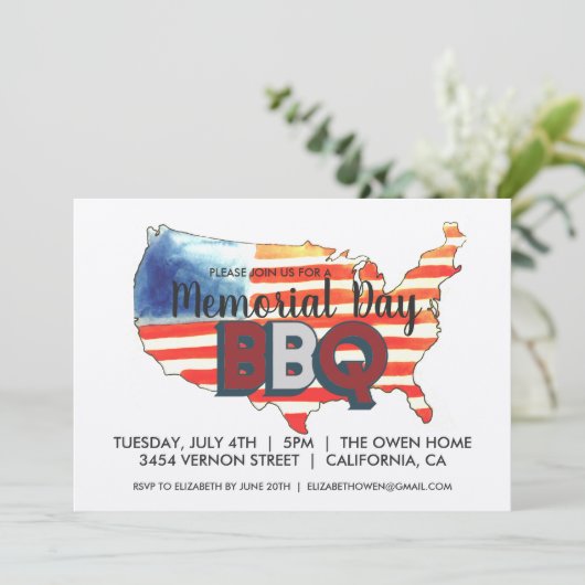Memorial Day Uitnodiging BBQ Party (Staand voorkant)