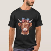 Memorial Day Veterans Day 4Th Of July Highland Cow T-shirt (Voorkant)