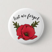 Memorial Day, Veterans Day Poppy Button Pin (Voorkant)