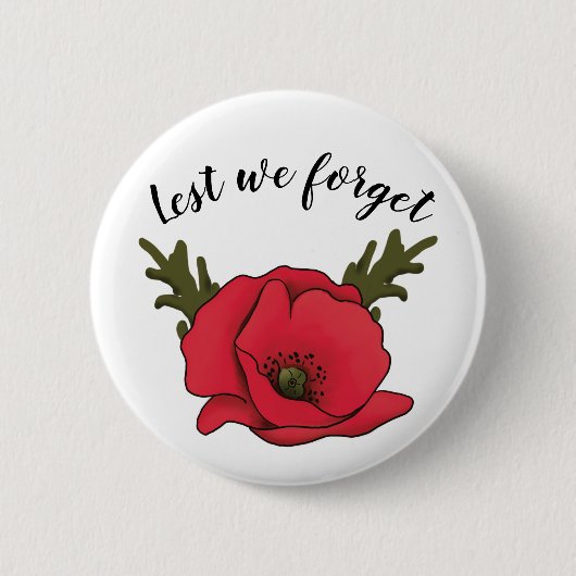 Memorial Day, Veterans Day Poppy Button Pin (Voorkant)