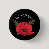 Memorial Day, Veterans Day Red Poppy Button Pin (Voorkant)