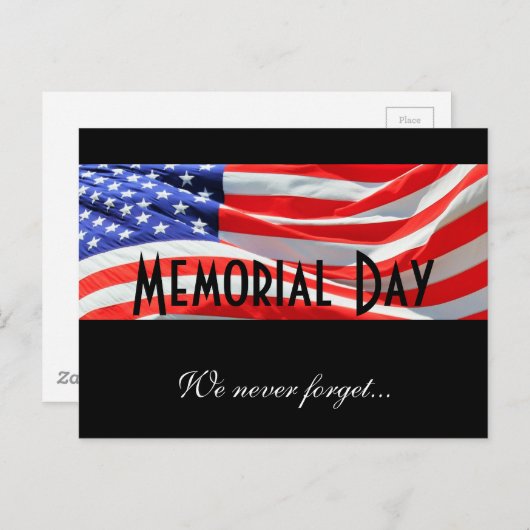Memorial Day, We Never Forget, Amerikaanse vlag, K Briefkaart (Voorkant / Achterkant)