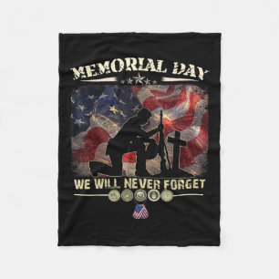 Memorial Day We zullen nooit veteranenovers verget Fleece Deken