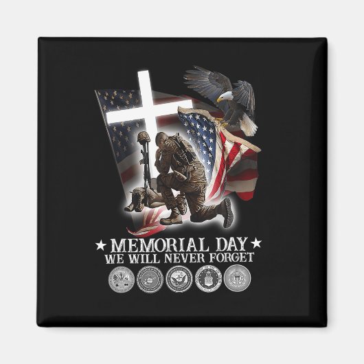 Memorial Day We zullen nooit veteranenovers verget Magneet (Voorkant)
