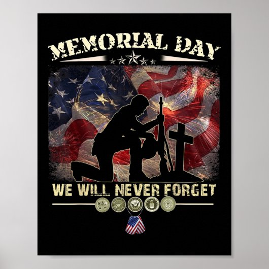 Memorial Day We zullen nooit veteranenovers verget Poster (Voorkant)