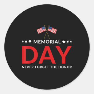 Memorial Day We zullen nooit veteranenovers verget Ronde Sticker