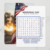 Memorial Day Woordzoekpuzzel Kaart (Voorkant / Achterkant)