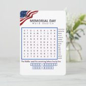 Memorial Day Woordzoekpuzzel Kaart (Staand voorkant)
