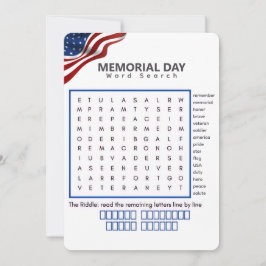 Memorial Day Woordzoekpuzzel Kaart