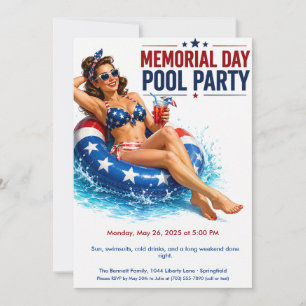Memorial Day Zwembadfeest   Zomerfeest Kaart